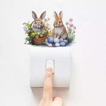 Настенная наклейка HonC милый кролик цветок