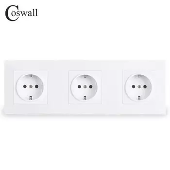 Настенная розетка COSWALL тройная с защитой для детей