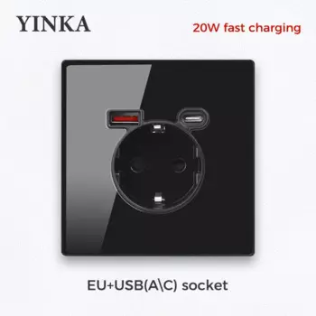 Настенная розетка YINKA EU FR с USB Type-C 20Вт