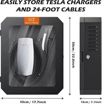 Настенная зарядная станция Tesla с разъемом для помещений и улицы, настенное зарядное устройство Tesla с блокировкой, зарядное устройство для хранения зарядного кабеля