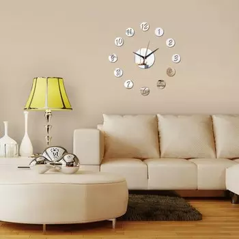 Настенные часы акриловые круглые серебристые