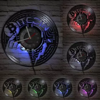 Настенные часы из винила Bitcoin The Vinyl Clock