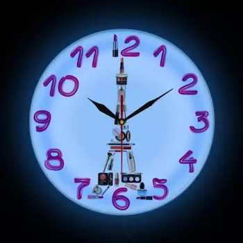 Настенные часы с Эйфелевой башней, светодиодной подсветкой