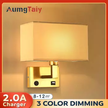 Настенные светильники AumgTaiy, черный/золотой, металл+ткань, E27