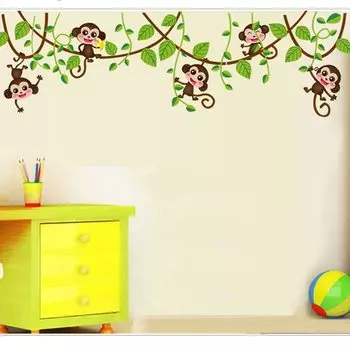 Настенные наклейки HonC милые обезьянки