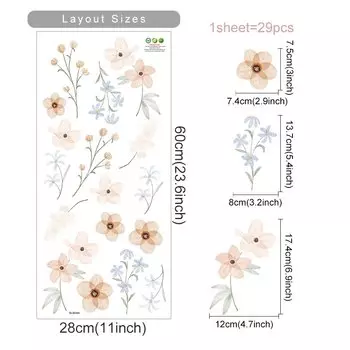 Настенные наклейки Kingsmile Акварельные цветы