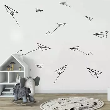 10 шт. оригами Бумажные самолеты, настенные наклейки для детской комнаты, Мультяшные самолеты, самолеты, боевые самолеты, настенные Стикеры