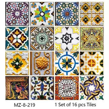 Настенные наклейки YanTin, марокканский стиль, водостойкие, ПВХ, 16 шт
