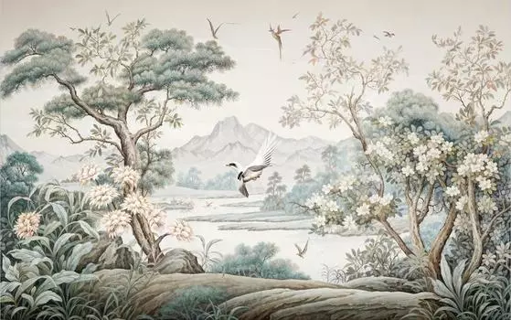 Настенные обои на заказ с изображением абстрактного дерева сакуры