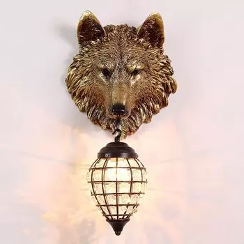 Настенные светильники Lava Ball из смолы с изображением волка