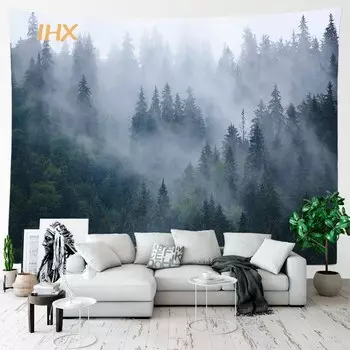 Настенный гобелен HIHOQR лес полиэстер/хлопок
