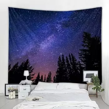 Настенный гобелен ЗHENZHENRISHANG с лесными деревьями и звездами