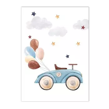 Настенный плакат "Мультфильм воздушный шар автомобиль" ARDOR