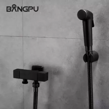 Настенный смеситель для биде BANGPU, черный смеситель для ванной комнаты, душ для биде, латунный Ручной смеситель для биде, комплект опрыскивателя для биде для ванной комнаты