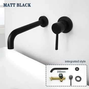 Настенный смеситель для раковины Bonderis матовый золотой/черный/хром