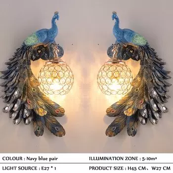 Настенный светильник SANDYHA с павлином, цветное освещение