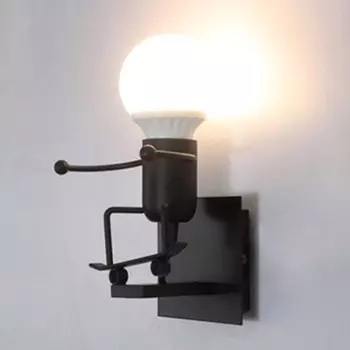 Настенный светильник Thrisdar "Железный маленький человек", черный/белый