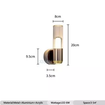 Настенный светильник XIUAN, алюминий, металл, акрил, 6Вт, 220-240В