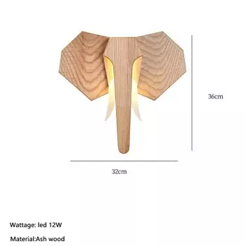 Настенный светильник XIUAN Слон из ясеня