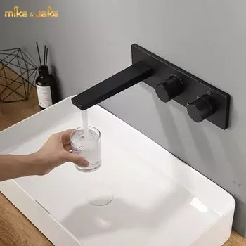 Настенный термостатический смеситель Mike&Jake черный керамический