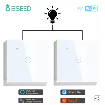 Настенный умный сенсорный выключатель BSEED, 2 упаковки, 1 клавиша, 1/2/3 каналов, Беспроводной Выключатель с Alexa, домашний переключатель Tuya, 3 позиции