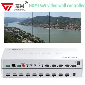 Настенный видеоконтроллер 5X9 1x1 1x2 1x3 2x2 2x3 3x3 2x4 HDMI 4K @ 60 Гц, комбинированный процессор для ТВ с портом HDMI + DP RS232 пульт дистанционного управления Video Wall Controller HDMI TV Splicing Processor with