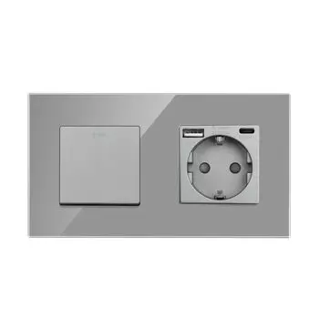 Настенный выключатель Bingoelec с розеткой и USB Type-C
