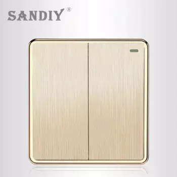 Настенный выключатель SANDIY на 1/2/3/4 клавиши, 86*90 золотых панелей, 15 А