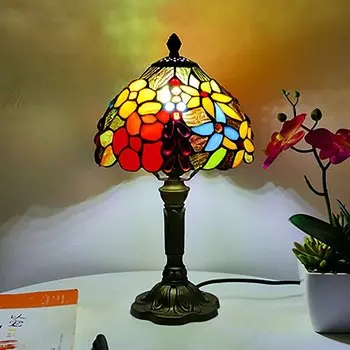 Настольная лампа QIANSHUFAN Тиффани, стеклянная, E27