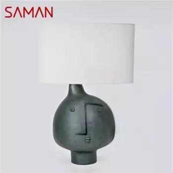 Настольная лампа SAMAN в стиле постмодерн, креативный дизайн, прикроватный столик, искусственный абстрактный художественный Декор для дома, гостиной, кабинета