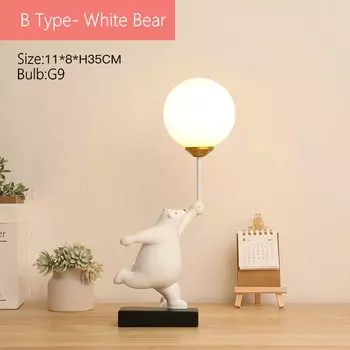 Настольная лампа XIUAN медведь белый/синий/розовый детский