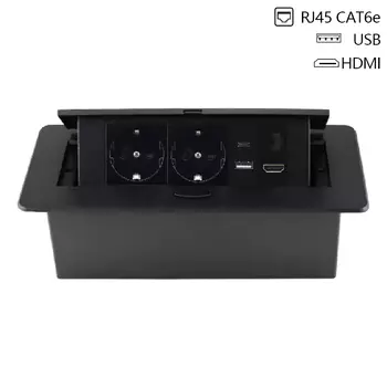 Настольная скрытая розетка ATLECTRIC с USB Type C, RJ45, HDMI