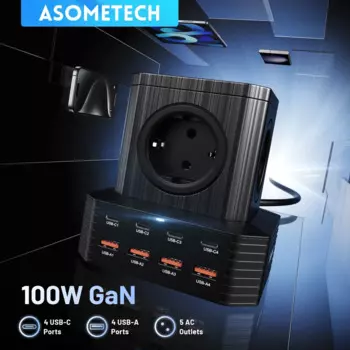 Настольная станция с быстрым зарядным устройством USB C с 5 розетками переменного тока / 4 USB - C / 4 USB - A Port Table Protect