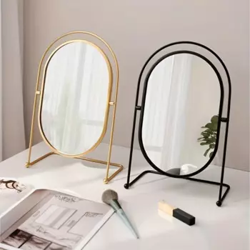 Настольное зеркало для макияжа, 1 шт., железная винтажная зеркальная поверхность, вращающееся простое косметическое зеркало, косметическое зеркало, украшение для спальни
