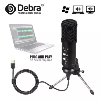 Настольный металлический микрофон USB, подключи и работай, с низкой задержкой, с мониторингом, функцией отключения звука, для прямой трансляции, голосовых игр