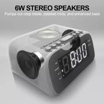 Настольный отель Wake Up Sound Box 15 Вт Беспроводное зарядное устройство Caixa De Som Bluetooth-динамик Светодиодная подсветка Цифровой будильник с FM-радио