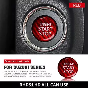 Настоящая кнопка запуска двигателя из твердого углеродного волокна для Suzuki Swift Alto Ignis S-Cross Alivio Kizashi, аксессуары для внутренней отделки