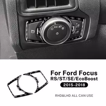 Настоящая мягкая наклейка из углеродного волокна для Ford Focus SE RS ST Ecoboost 2015 2016 2017 2018, LHD RHD, аксессуары для кнопок фар автомобиля