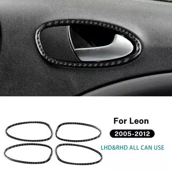 Настоящая мягкая наклейка из углеродного волокна для Seat Leon Altea 2005 2006 2007 2008 2009 2010 2011 2012 LHD RHD Автомобильная дверная ручка Переключатель отделка