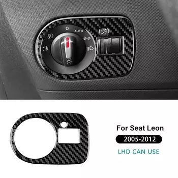Настоящая мягкая наклейка из углеродного волокна для Seat Leon 2005 2006 2007 2008 2009 2010 2011 2012 LHD RHD, рамка переключателя фар автомобиля, отделка