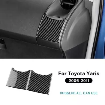 Настоящая мягкая наклейка из углеродного волокна для Toyota Yaris 2006, 2007, 2008, 2009, 2010, 2011, LHD RHD, автомобильная приборная панель, боковой держатель для чашки, аксессуары