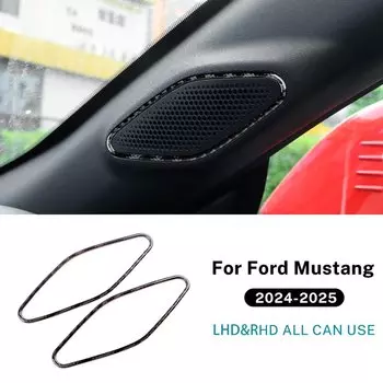 Настоящая мягкая наклейка из углеродного волокна для Ford Mustang GT 2024 2025 LHD RHD, автомобильная колонка, панель динамика, внутренняя отделка, аксессуары