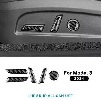 Настоящая мягкая наклейка на панель регулировки сиденья из углеродного волокна для Tesla Model 3 Highland 2024 2025, автомобильные аксессуары