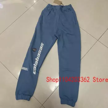 Настоящее фото KANYE WEST Спортивные штаны с вышивкой и буквенным узором Брюки Calabasas High Street Trend SEASON6 Брюки с манжетами