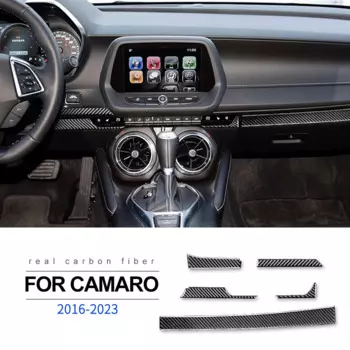 Настоящее мягкое углеродное волокно для Chevrolet Camaro 2016 2017 2018 2019 2020 2021 2022 2023, аксессуары, наклейка на внутреннюю центральную консоль