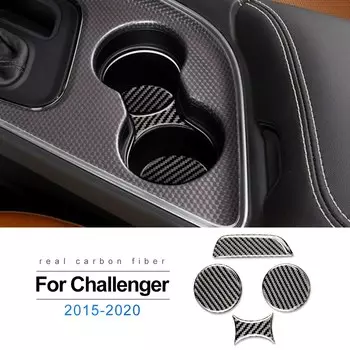 Настоящее мягкое углеродное волокно для Dodge Challenger 2015 2016 2017 2018 2019 2020 2021 2022 2023 автомобильный подстаканник коврик отделка Аксессуары