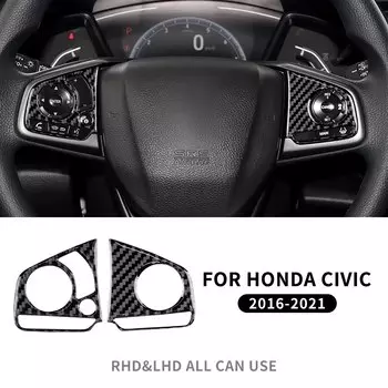 Настоящее мягкое углеродное волокно для Honda Civic X 10th Gen 2016-2021 Наклейка на руль автомобиля Внутренняя отделка Аксессуары для автомобиля