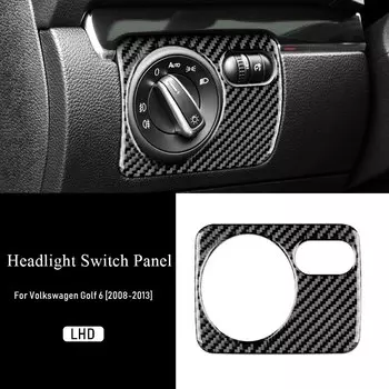 Настоящее мягкое углеродное волокно для Volkswagen VW Golf 6 2008 2009 2010 2011 2012 2013 R MK6 Scirocco 2009-2016 внутренний переключатель фар