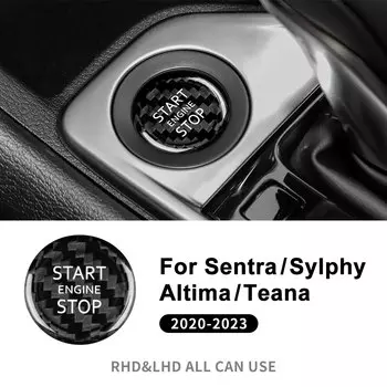 Настоящее твердое углеродное волокно для Nissan Sylphy Sentra Altima Teana 2020 2021 2022 2023 наклейка кнопки включения и остановки двигателя внутренняя отделка