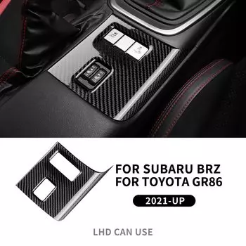 Настоящее твердое углеродное волокно для Subaru BRZ, Toyota GR86 2021, 2022, 2023, 2024, наклейка на крышку тепловой кнопки сиденья для интерьера LHD, черный, красный